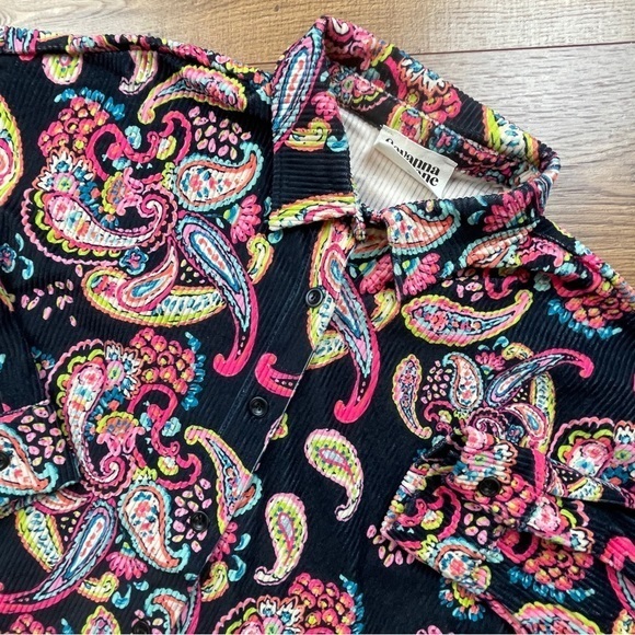 Savanna Jane Corduroy Paisley Button Up‎ Shirt - Picture 1 of 6